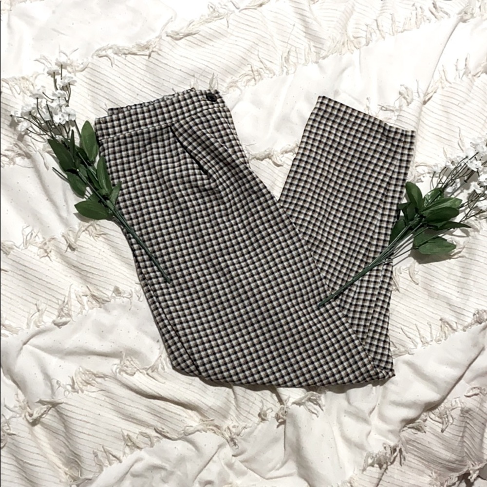 High waisted plaid pants